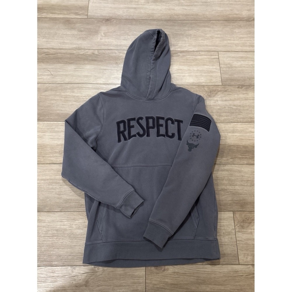 Under Armour Project Rock Respect Hoodie Mens Medium Gray ColdGear Fitted